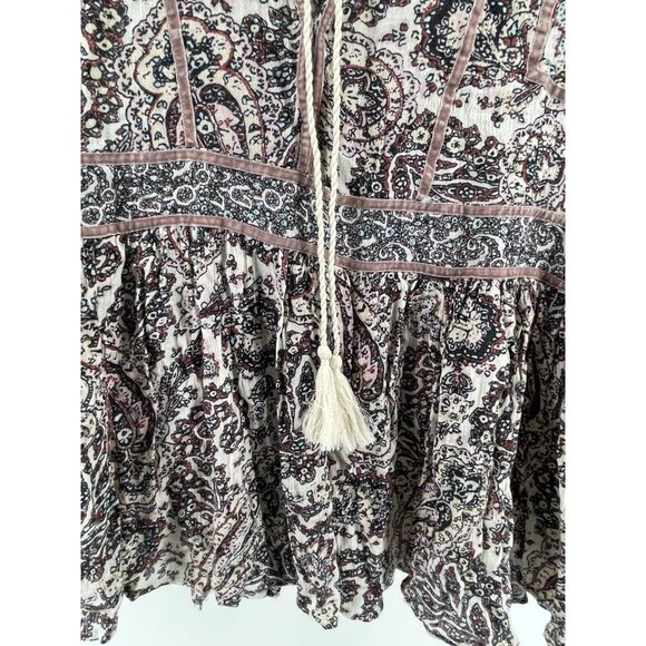 American Eagle Outfitters Women's Paisley Boho Tassel Top Shirt Size Small - Picture 4 of 15